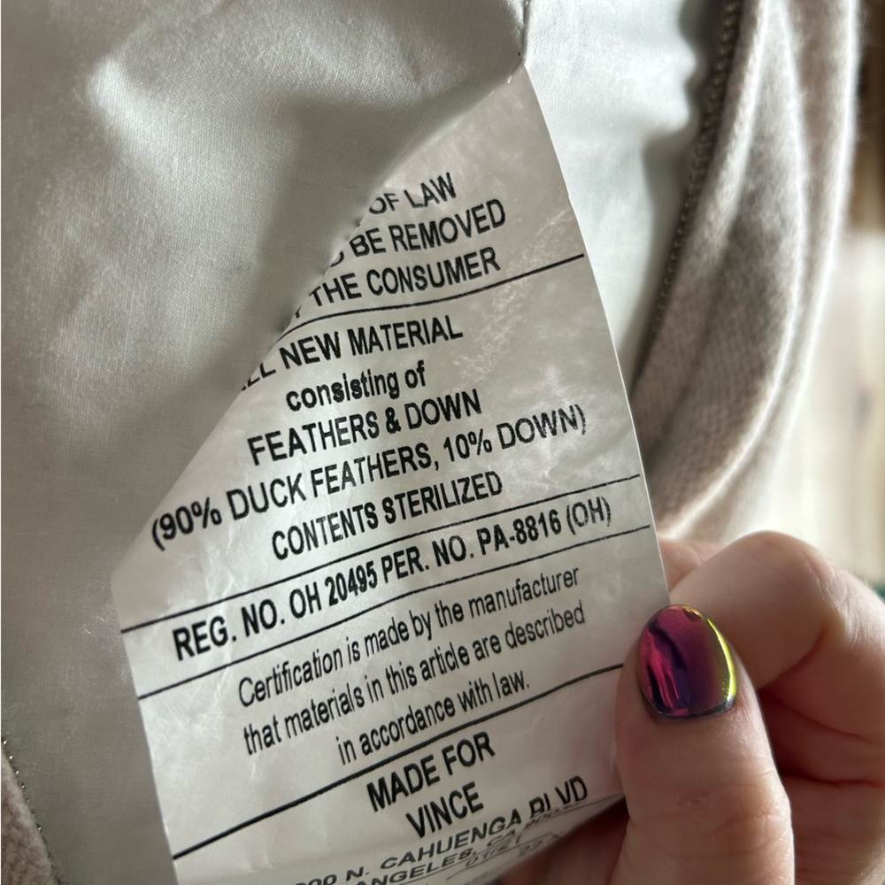 NWT Vince 100% Cashmere Down Accent Pillow - Picture 9 of 9